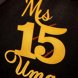 Topper de Torta “Mis 15” con Nombre Personalizado